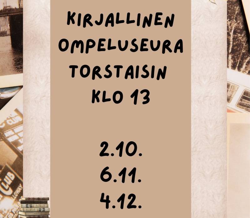 Kirjallinen ompeluseura Kortesjärven kirjastossa torstaisin klo 13: 2.10., 6.11. ja 4.12.